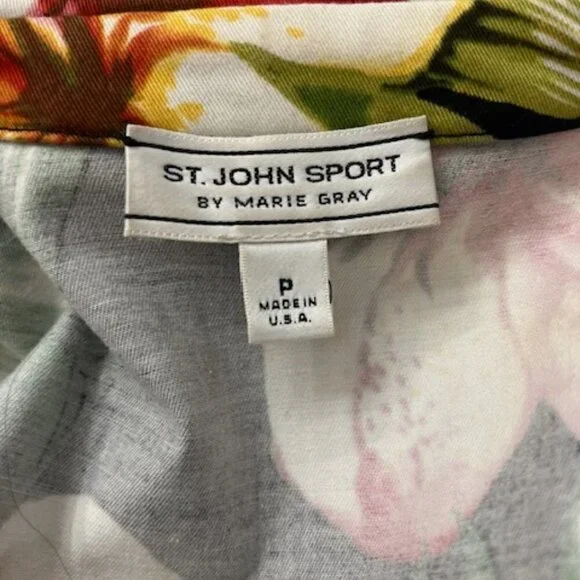 St. John Sport Marie Gray Floral Zip Front Jacket Women's Size P - Picture 7 of 7